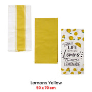 Home Oasis Set of 3 Printed Cotton Rich Tea Towels 50 x 70 cm Lemons Yellow V442-GNA-TEAT-LEMONSSETOF3-YELLOW-RE