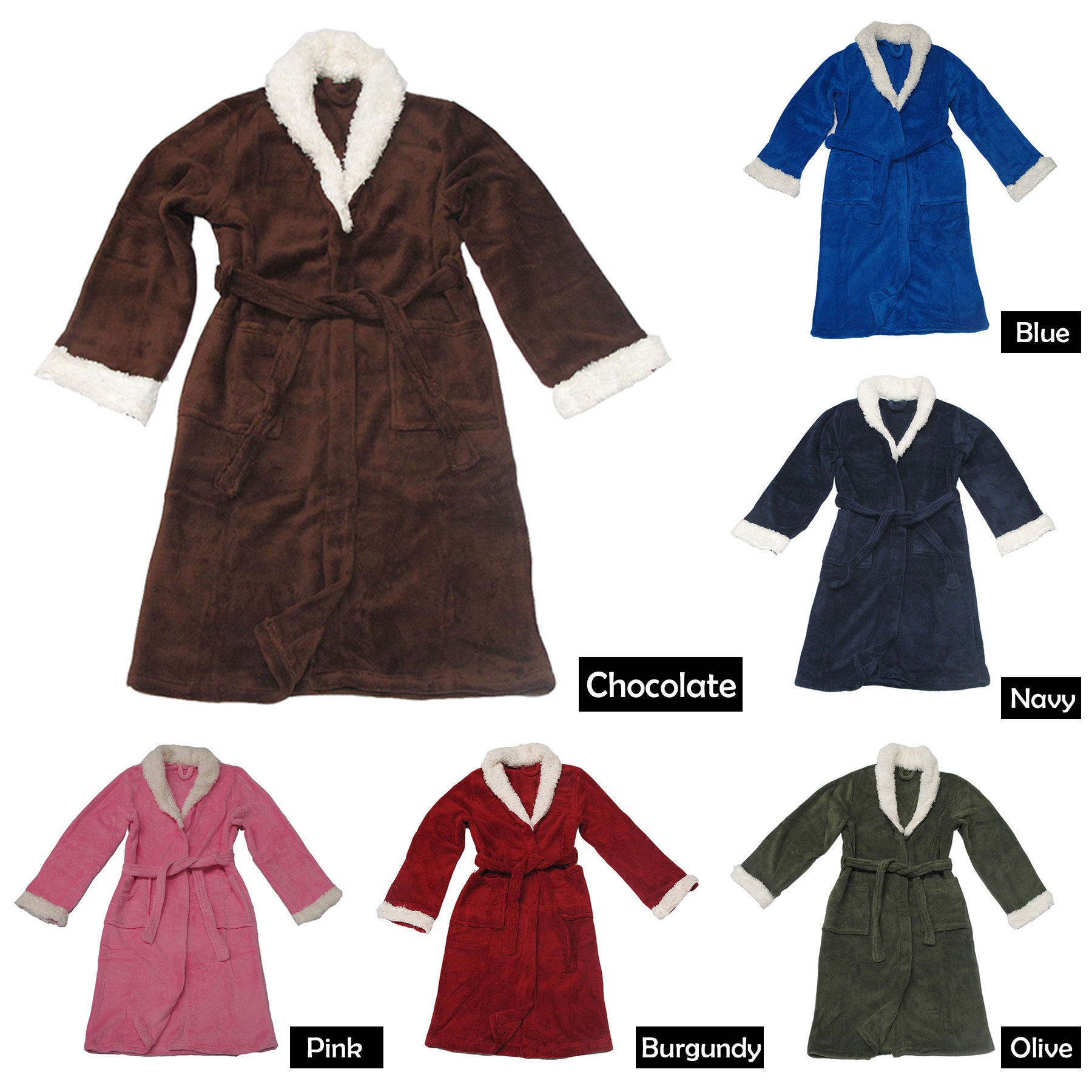 Sherpa Bath Robe Chocolate S/M V442-GXY-BATHROBE-SHERPA-CHOC-S