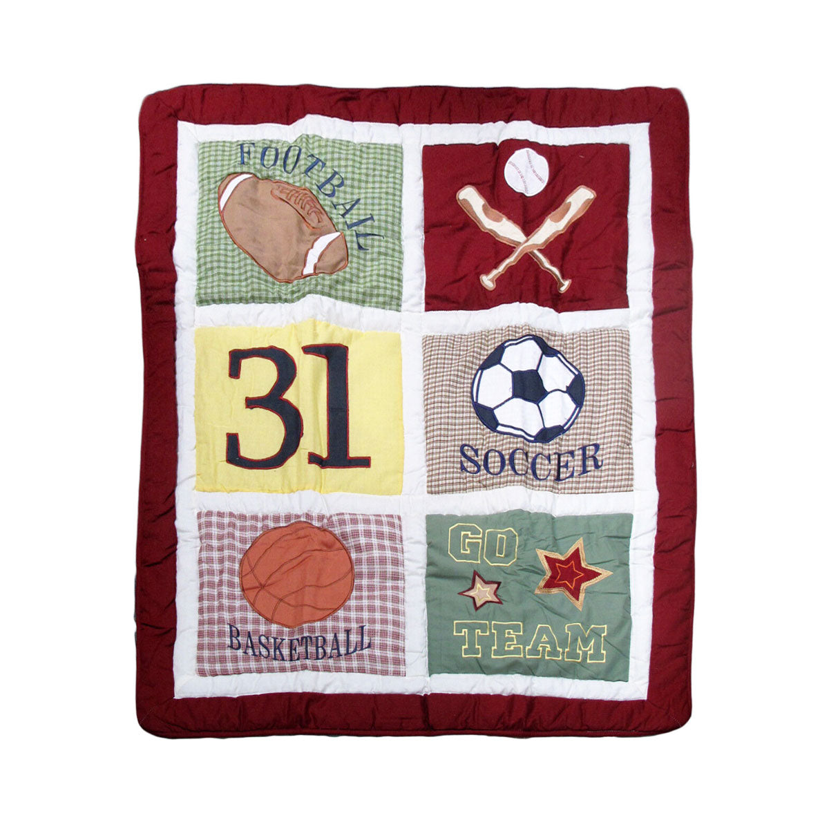 Sports Embroidered Nursery Baby Blanket/Coverlet 91 x 114 cm V442-GXY-BLANKET-BABYSPORTS-MULTI-RE