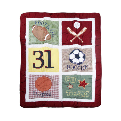Sports Embroidered Nursery Baby Blanket/Coverlet 91 x 114 cm V442-GXY-BLANKET-BABYSPORTS-MULTI-RE