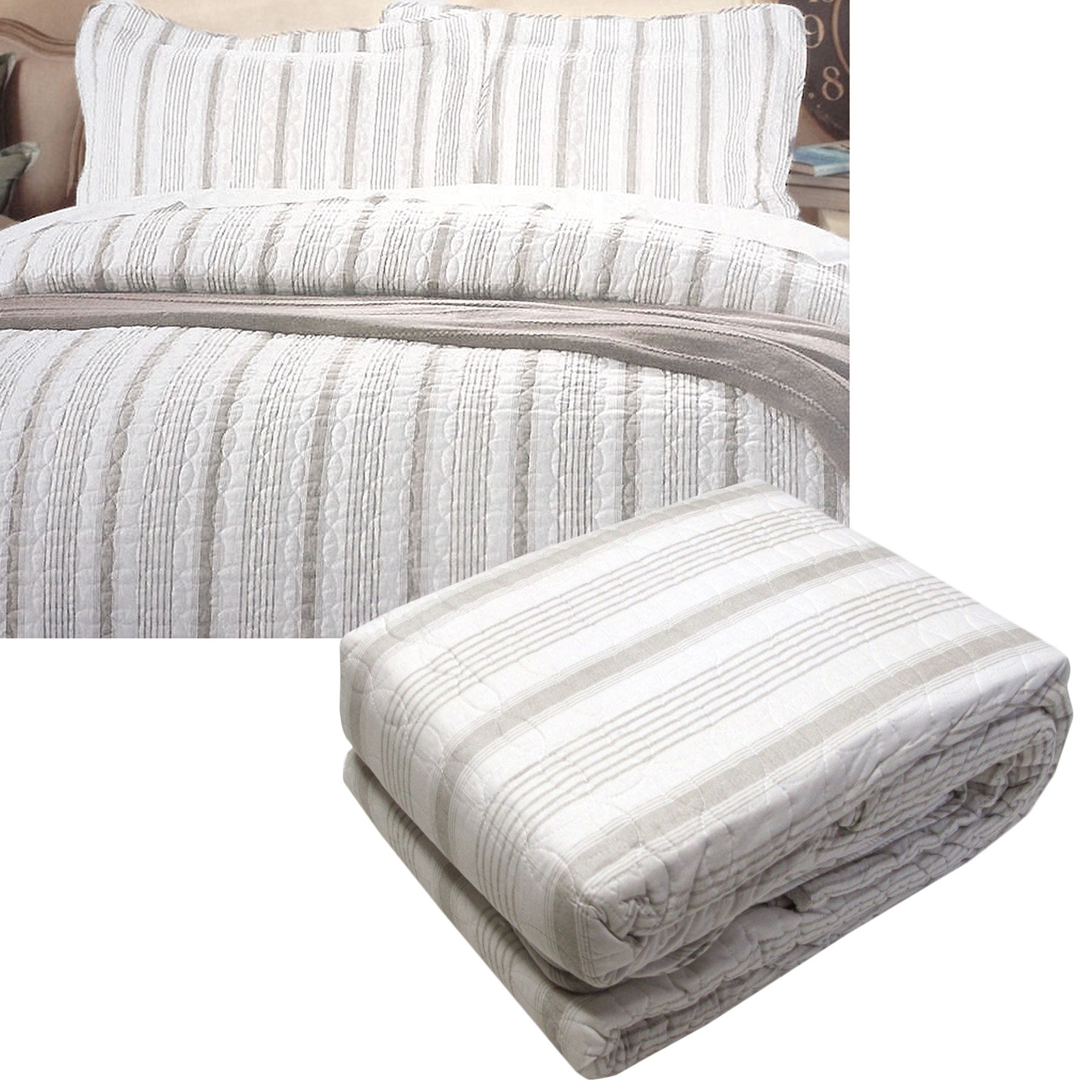 Brighton Road Regatta Stone Quilted Quilt Cover Set Queen V442-GXY-QUILTCS-REGATTA-STONE-QS