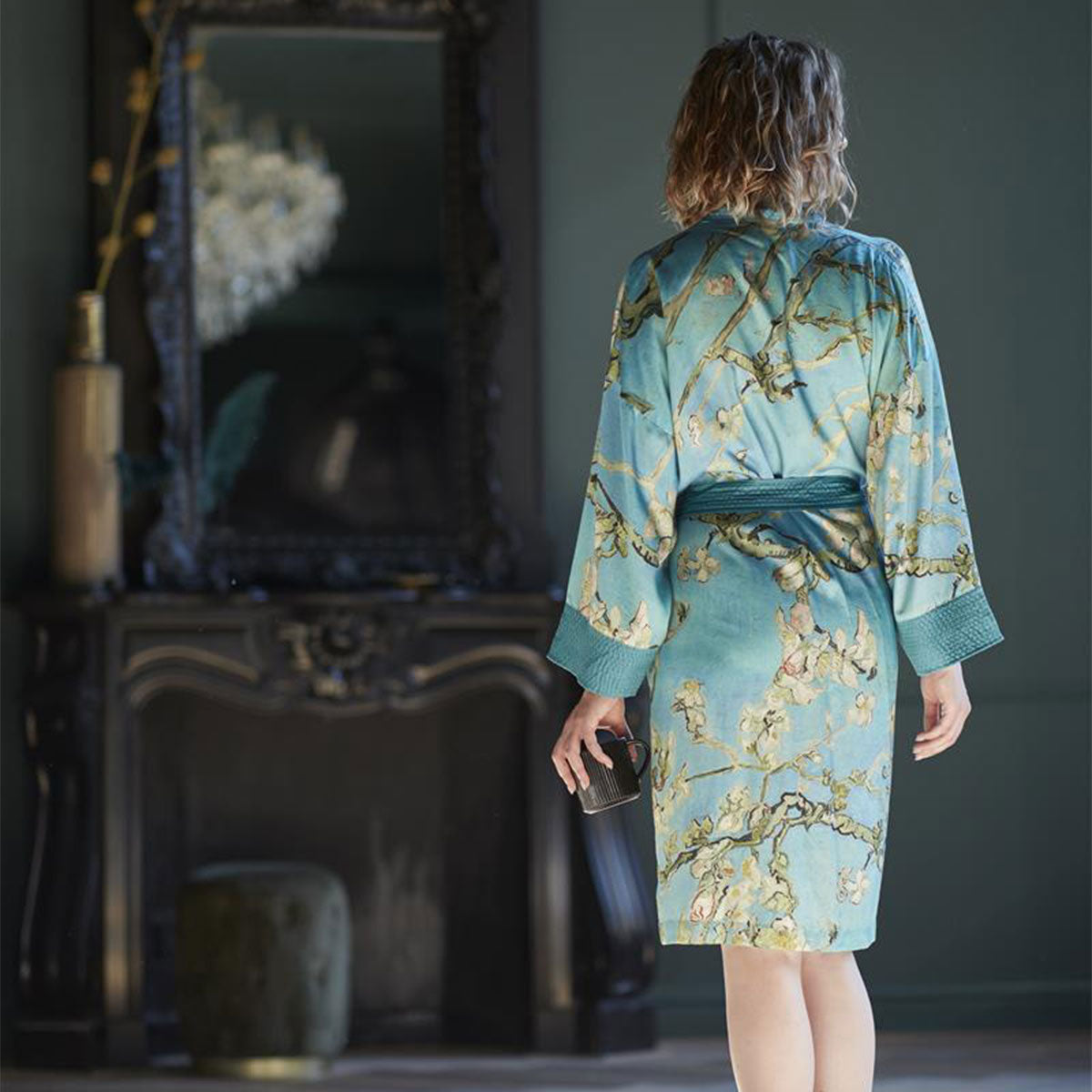 Bedding House Van Gogh Almond Blossom Blue Kimono Bath Robe Large/Extra Large V442-HIN-BATHROBE-ALMONDBLOSSOM-BLUE-L