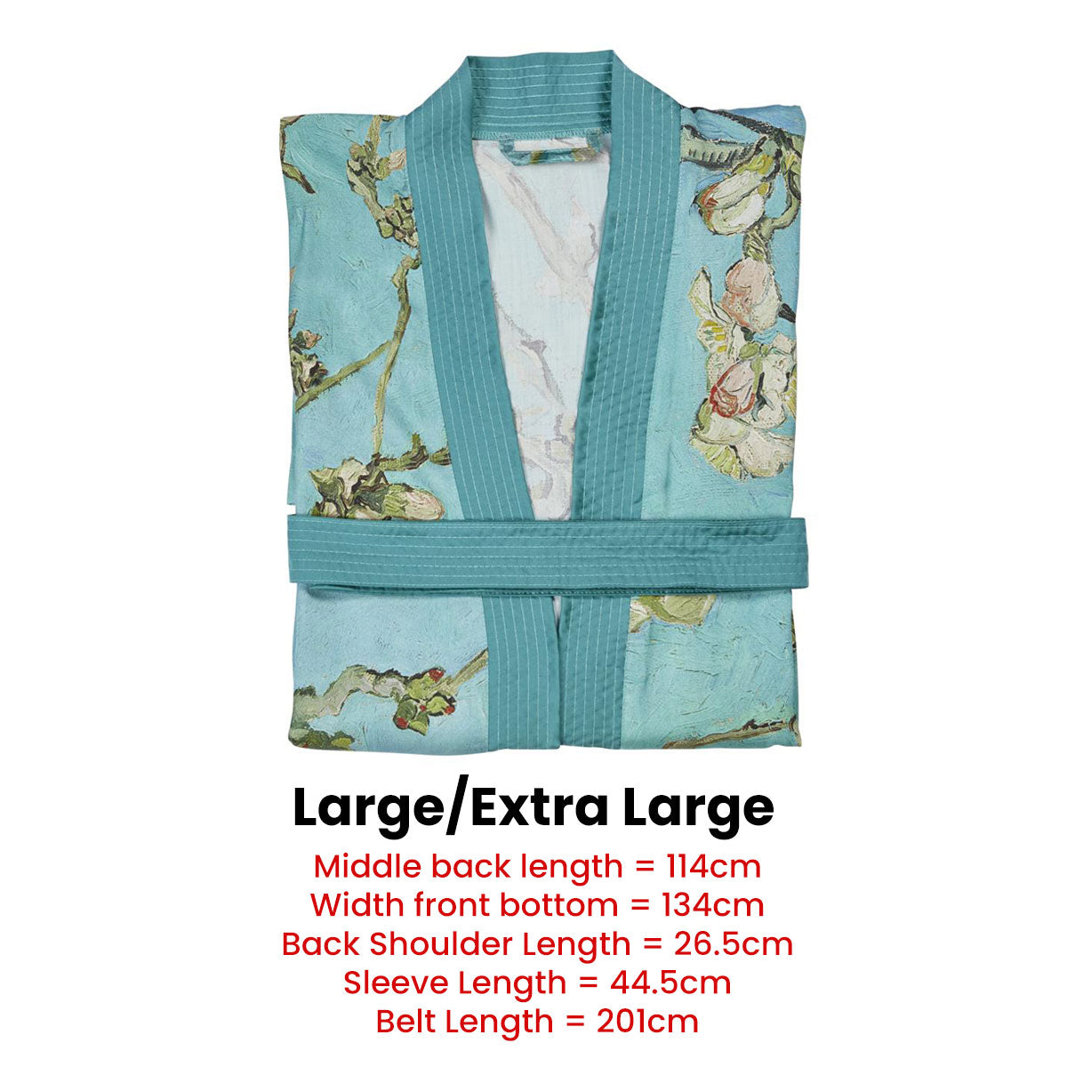 Bedding House Van Gogh Almond Blossom Blue Kimono Bath Robe Large/Extra Large V442-HIN-BATHROBE-ALMONDBLOSSOM-BLUE-L