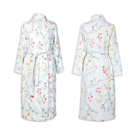 PIP Studio Les Fleurs Cotton Bath Robe White M V442-HIN-BATHROBE-LESFLEURS-WHITE-M
