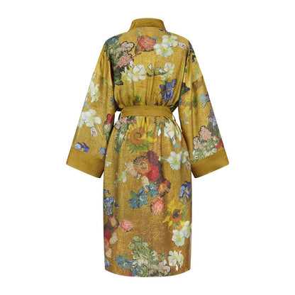 Bedding House Van Gogh Partout des Fleurs Gold Kimono Bath Robe Small/Medium V442-HIN-BATHROBE-PARTOUTDESFLEURS-GOLD-S