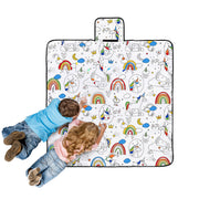 Happy Kids Dream Big Colour Me In Picnic Blanket 125 x 125 cm V442-HIN-BLANKET-DREAMBIGPICNIC-WHITE-SQ