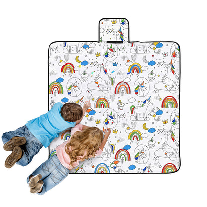 Happy Kids Dream Big Colour Me In Picnic Blanket 125 x 125 cm V442-HIN-BLANKET-DREAMBIGPICNIC-WHITE-SQ