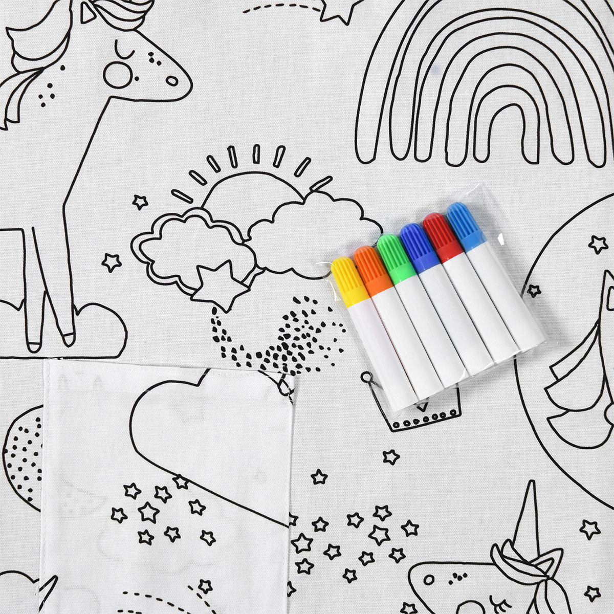 Happy Kids Dream Big Colour Me In Picnic Blanket 125 x 125 cm V442-HIN-BLANKET-DREAMBIGPICNIC-WHITE-SQ