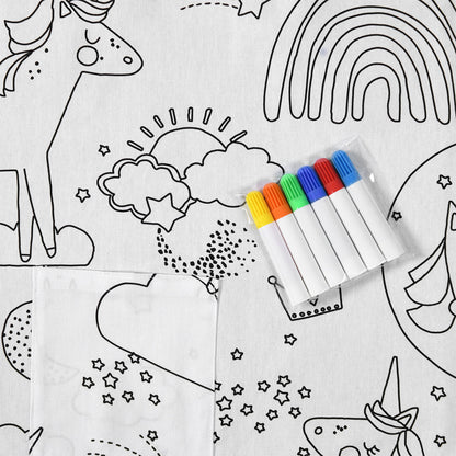 Happy Kids Dream Big Colour Me In Picnic Blanket 125 x 125 cm V442-HIN-BLANKET-DREAMBIGPICNIC-WHITE-SQ