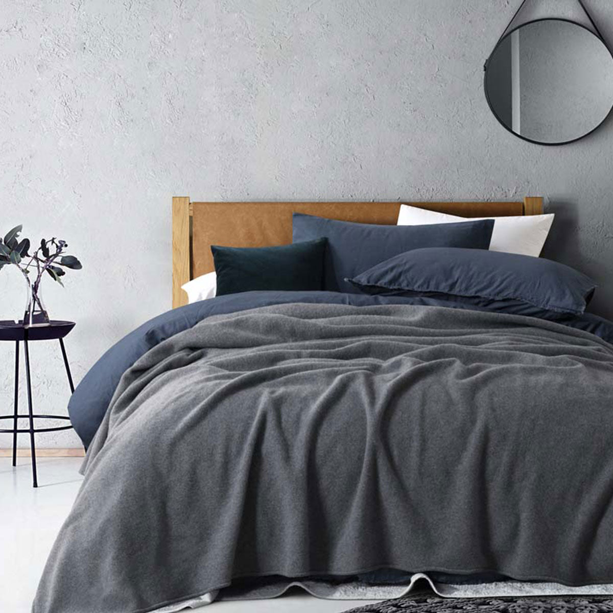 Laconia 400GSM Premium Australian Pure Wool Blanket Grey King V442-HIN-BLANKET-LACONIAWOOL-GREY-KI