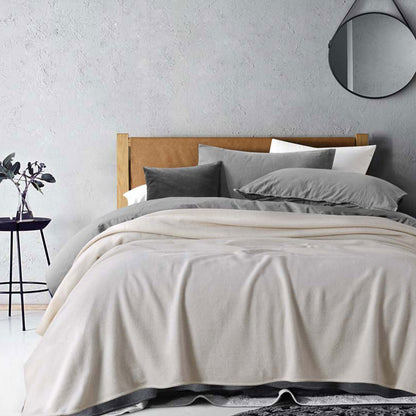Laconia 400GSM Premium Australian Pure Wool Blanket Natural Single V442-HIN-BLANKET-LACONIAWOOL-NATURAL-SB