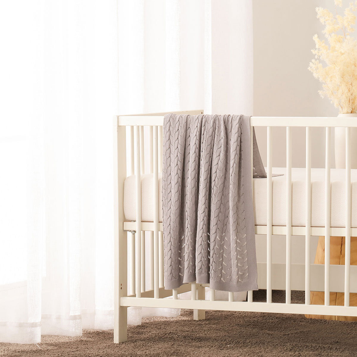 Little Gem Lyla Grey Cotton Baby Blanket 75 x 100 cm V442-HIN-BLANKET-LYLABABY-GREY-CT