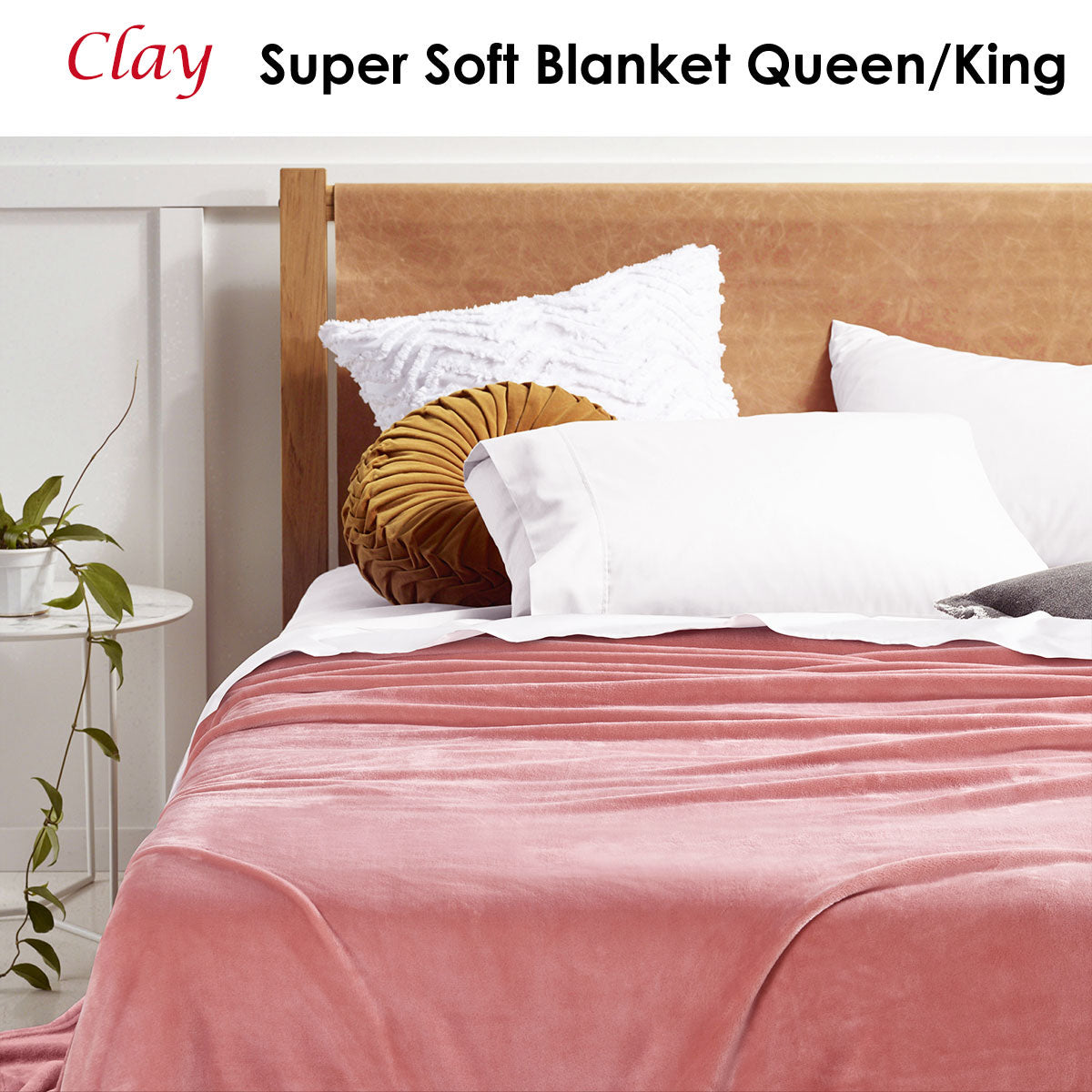 Accessorize Clay Super Soft Blanket Queen/King V442-HIN-BLANKET-SUPERSOFT-CLAY-QS
