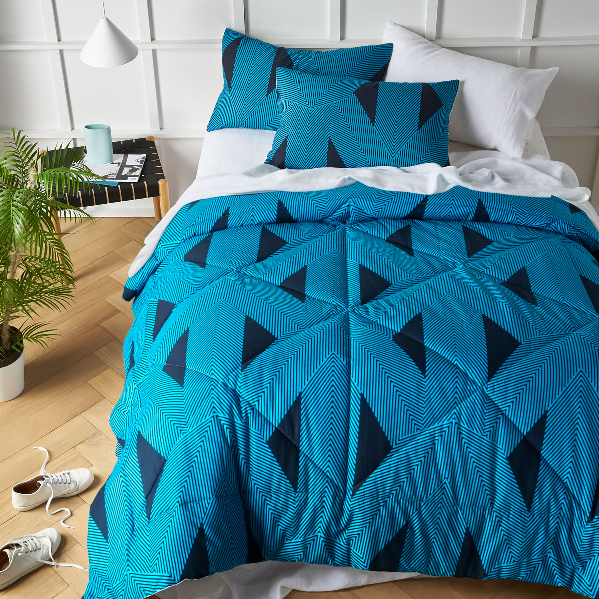 Accessorize Aster Washed Cotton Comforter Set Queen V442-HIN-COMFORTER-ASTER-BLUE-QS