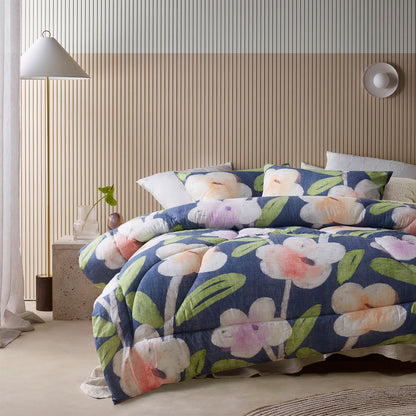 Accessorize Bella Blue Floral 3 Piece Comforter Set King V442-HIN-COMFORTER-BELLA-BLUE-KI