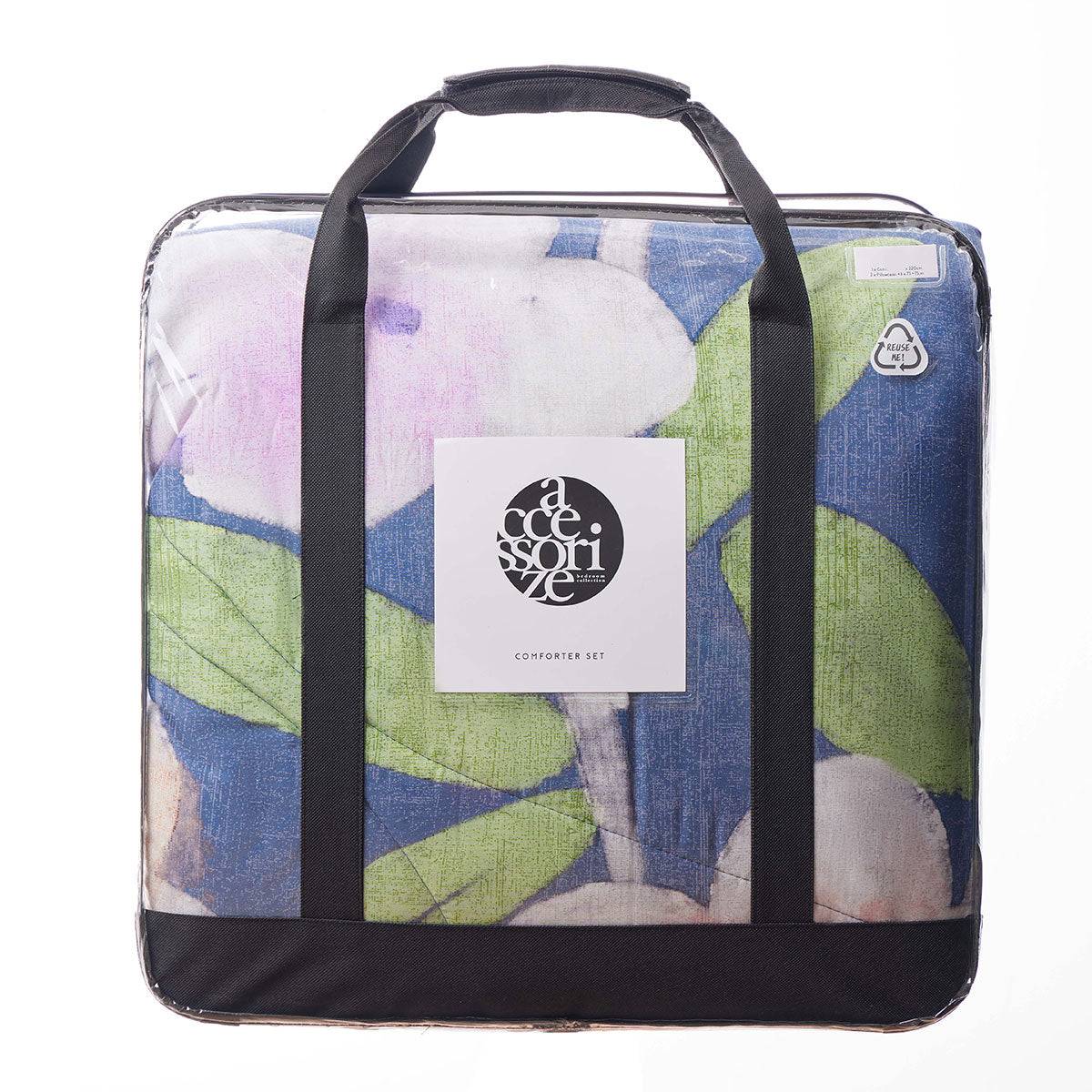 Accessorize Bella Blue Floral 3 Piece Comforter Set Queen V442-HIN-COMFORTER-BELLA-BLUE-QS