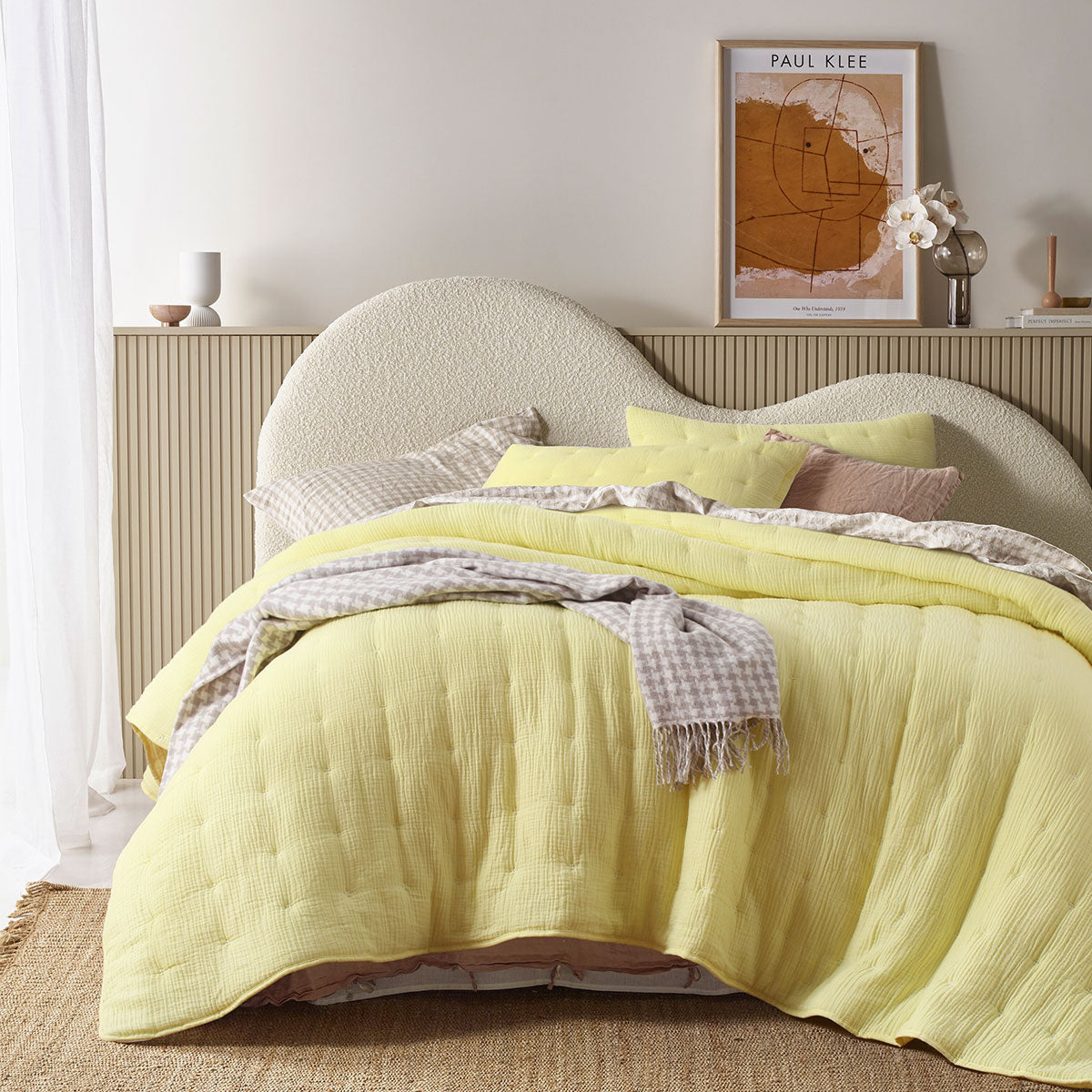 Vintage Design Homewares 3 Piece Hugo Cotton Gauze Quilted Comforter Set Butter King V442-HIN-COMFORTER-HUGO-BUTTER-KI