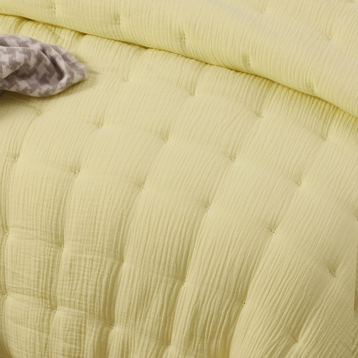 Vintage Design Homewares 3 Piece Hugo Cotton Gauze Quilted Comforter Set Butter King V442-HIN-COMFORTER-HUGO-BUTTER-KI