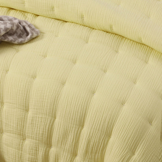 Vintage Design Homewares 3 Piece Hugo Cotton Gauze Quilted Comforter Set Butter Queen V442-HIN-COMFORTER-HUGO-BUTTER-QS