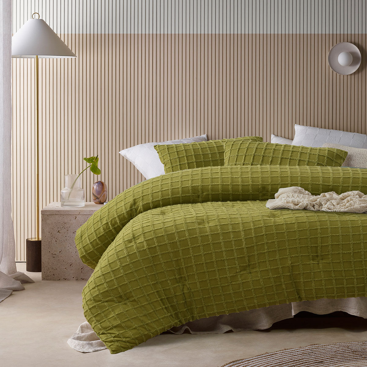 Vintage Design Homewares Parquet Cacti Green Comforter Set Queen V442-HIN-COMFORTER-PARQUET-CACTIGREEN-QS