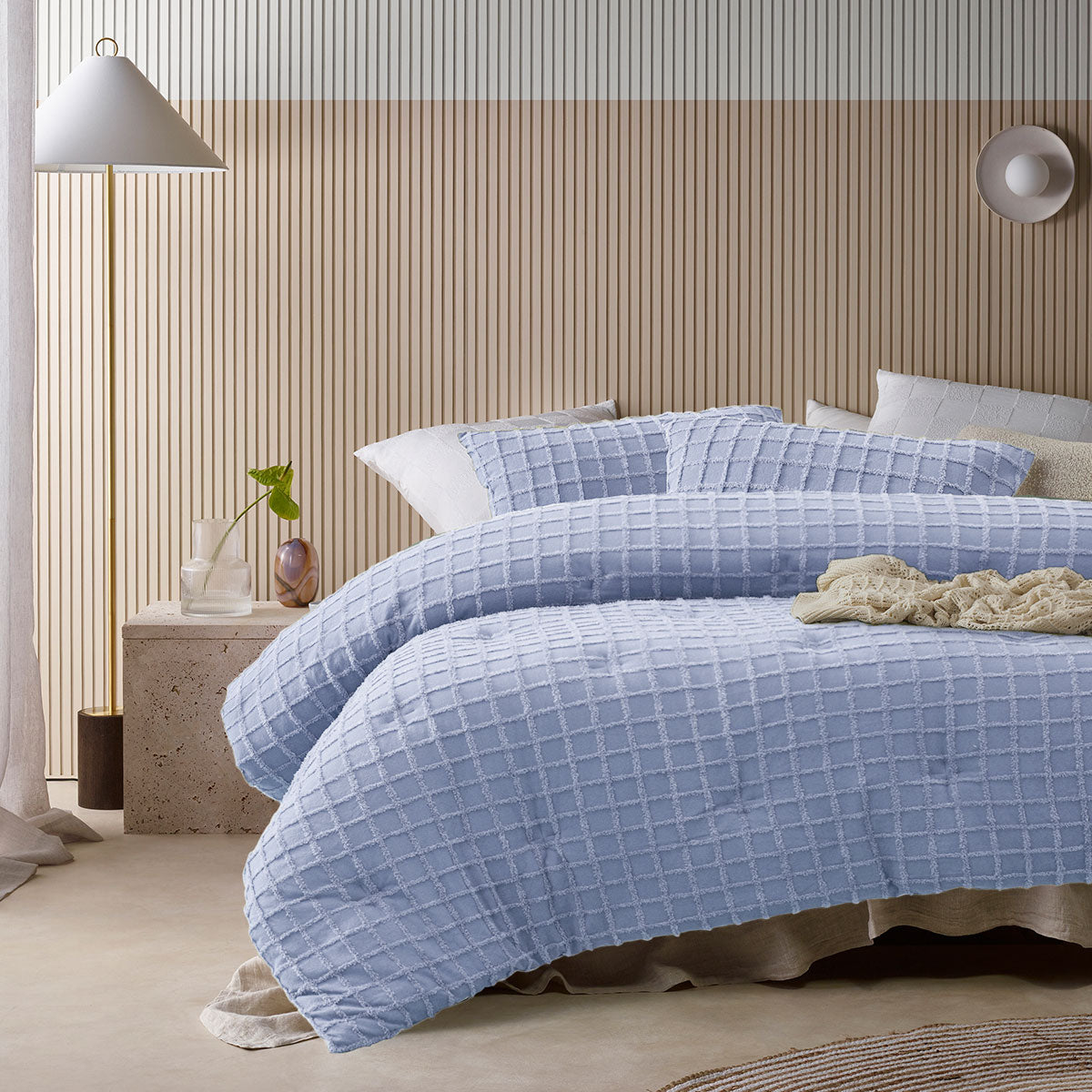 Vintage Design Homewares 3 Pcs Parquet Snooze Blue Comforter Set King V442-HIN-COMFORTER-PARQUET-SNOOZEBLUE-KI