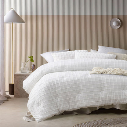 Vintage Design Homewares 3 Pcs Parquet White Comforter Set Queen V442-HIN-COMFORTER-PARQUET-WHITE-QS