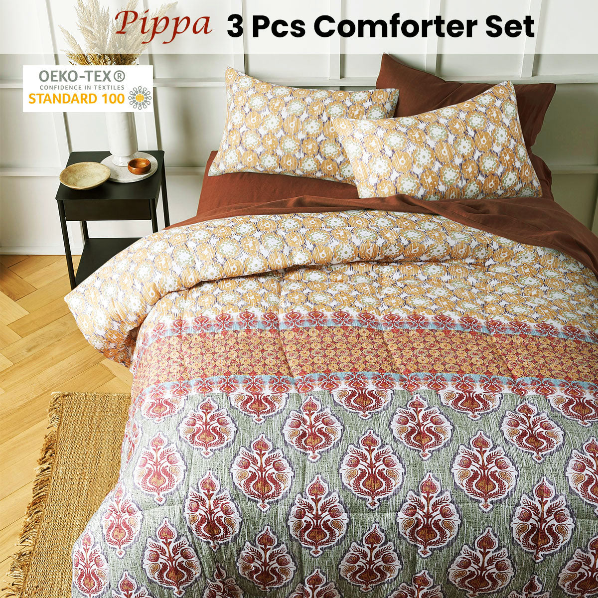 Big Sleep 3 Piece Pippa Comforter Set Queen V442-HIN-COMFORTER-PIPPA-MULTI-QS