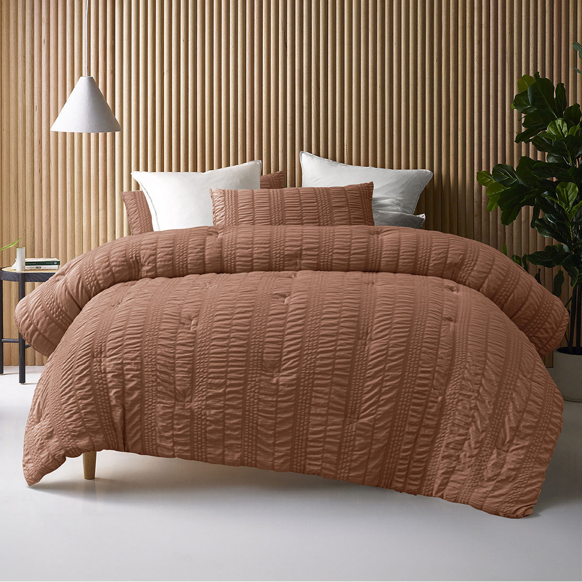 Accessorize Seersucker Tobacco 3 Piece Comforter Set Queen V442-HIN-COMFORTER-SEERSUCKER-TABACCO-QS