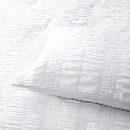 Accessorize Seersucker White 3 Piece Polyester Comforter Set Queen V442-HIN-COMFORTER-SEERSUCKER-WHITE-QS