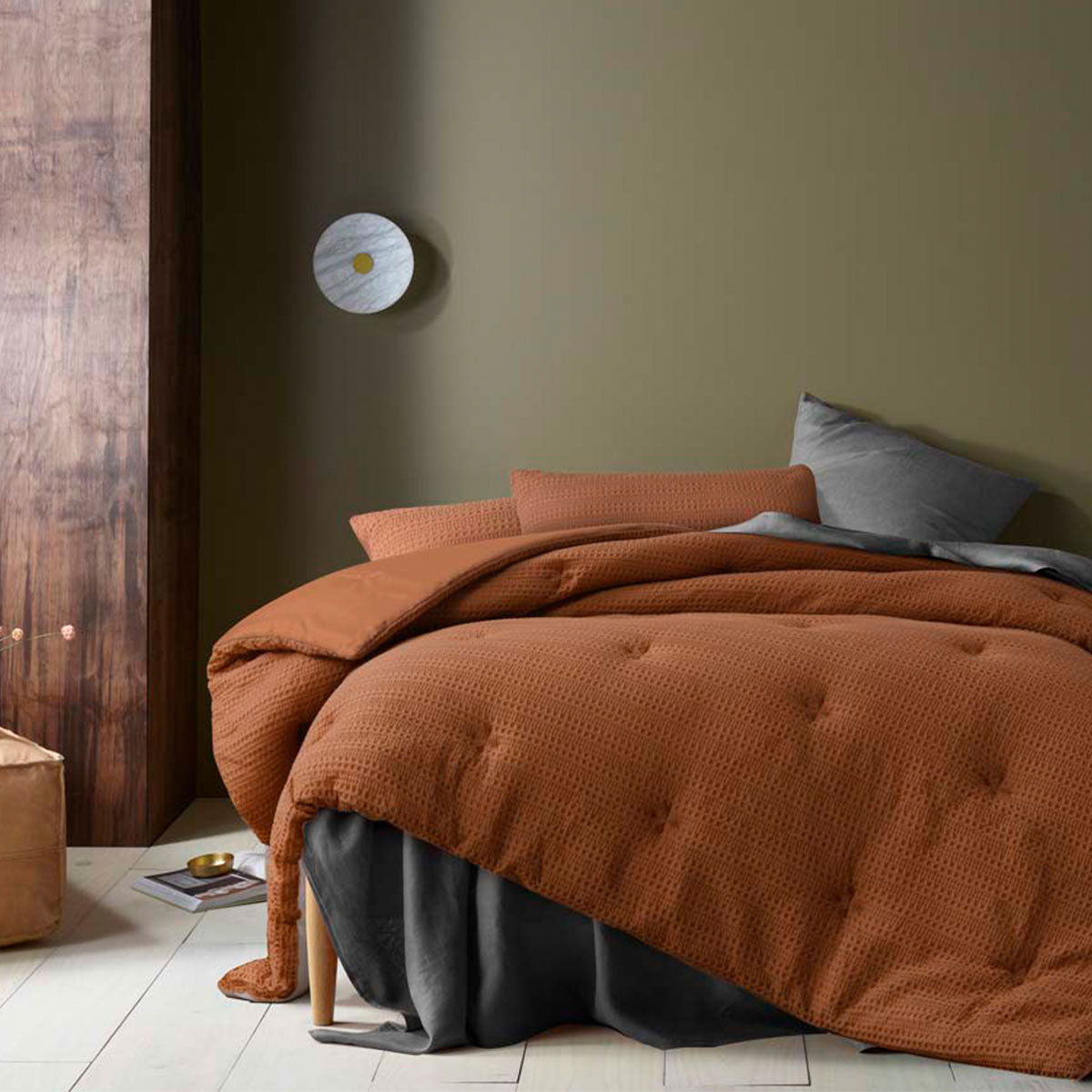 Accessorize Soho Waffle Tobacco 3 Piece Comforter Set King V442-HIN-COMFORTER-SOHOWAFFLE-TOBACCO-KI
