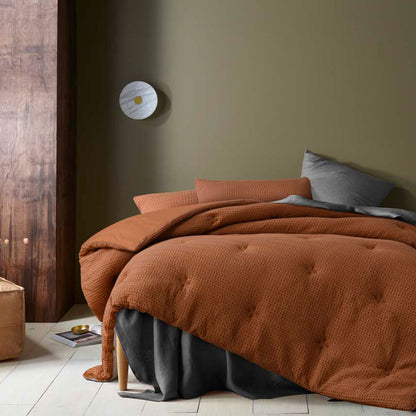 Accessorize Soho Waffle Tobacco 3 Piece Comforter Set King V442-HIN-COMFORTER-SOHOWAFFLE-TOBACCO-KI