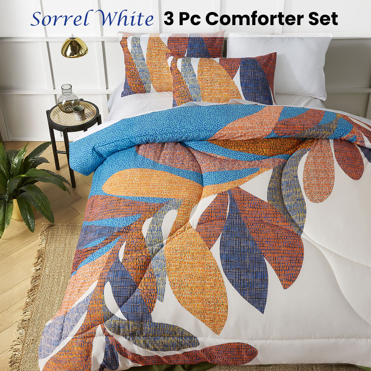 Accessorize Sorrel White Foliage 3 Piece Comforter Set King V442-HIN-COMFORTER-SORREL-WHITE-KI