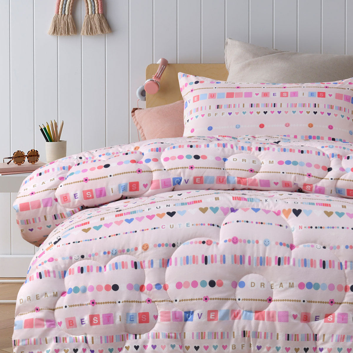 Happy Kids Swifty 2 Piece Washed Cotton Cover Comforter Set Single 160cm x 220cm V442-HIN-COMFORTER-SWIFTY-PINK-SB