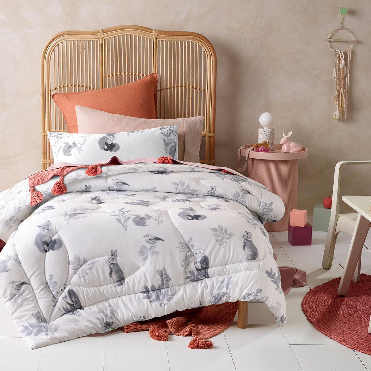 Happy Kids Woodland White 2 Piece Comforter Set Single V442-HIN-COMFORTER-WOODLAND-WHITE-SB