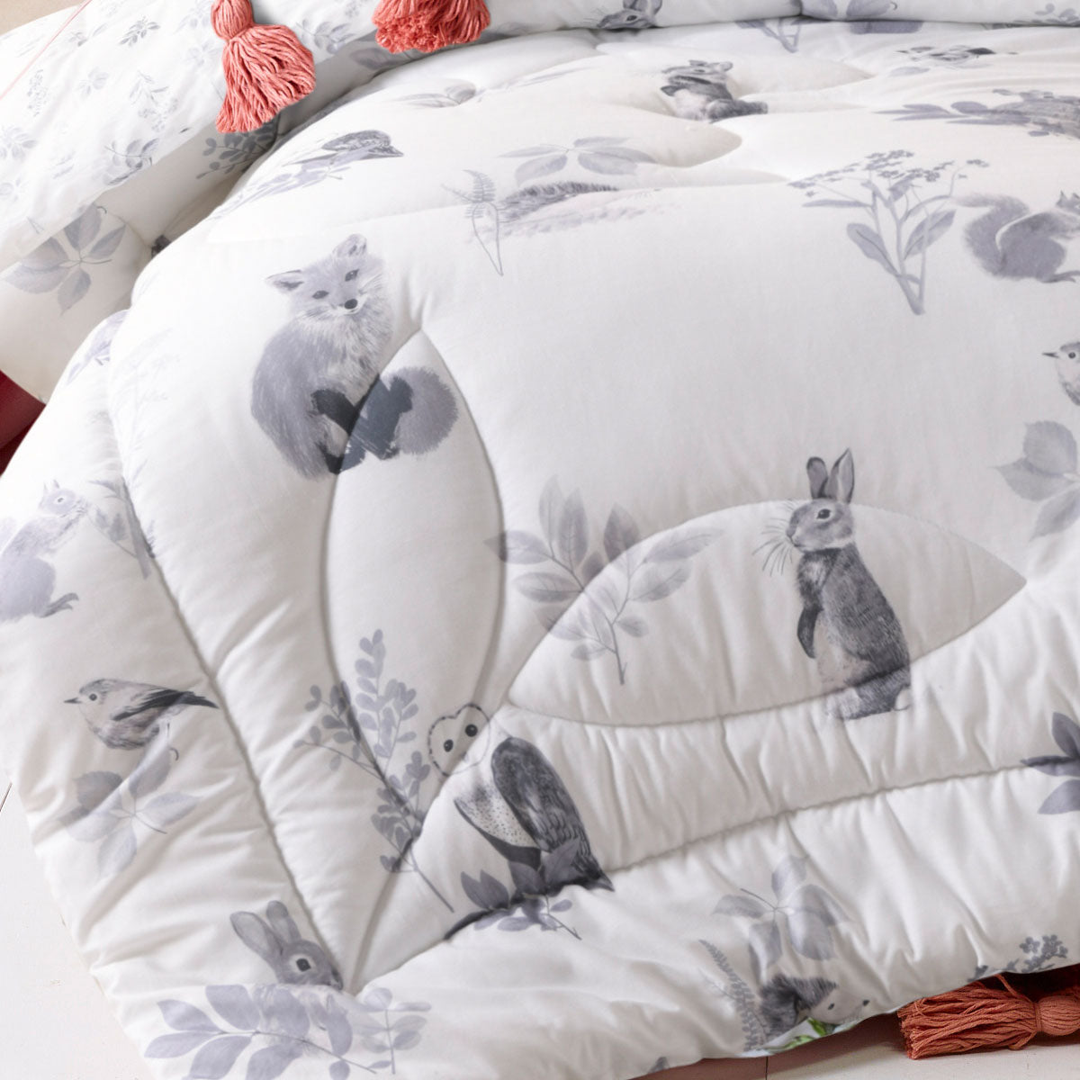 Happy Kids Woodland White 2 Piece Comforter Set Single V442-HIN-COMFORTER-WOODLAND-WHITE-SB