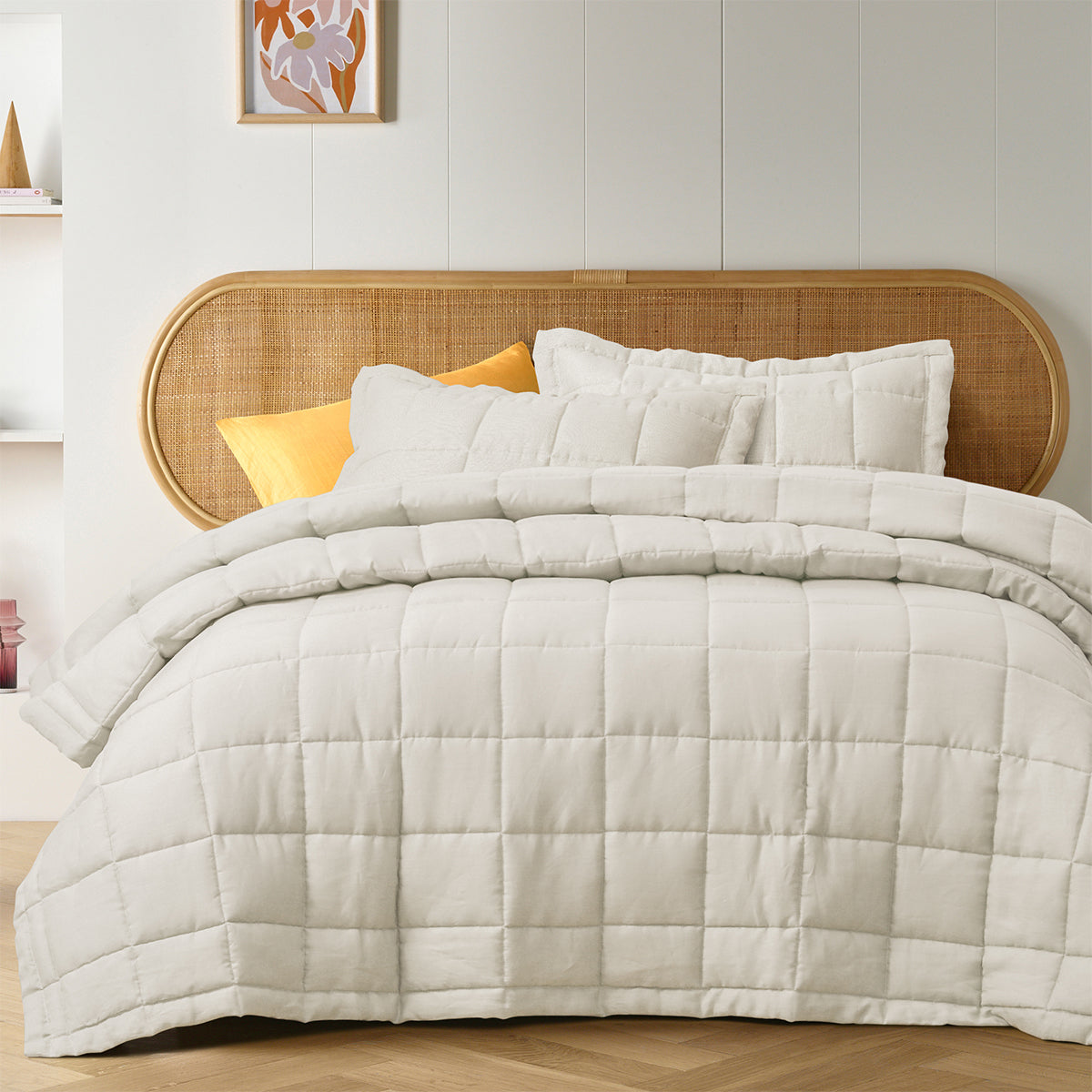 Vintage Design Homewares Natural French Linen Coverlet Set King V442-HIN-COVERLETS-FRENCHLINEN-NATURAL-KI