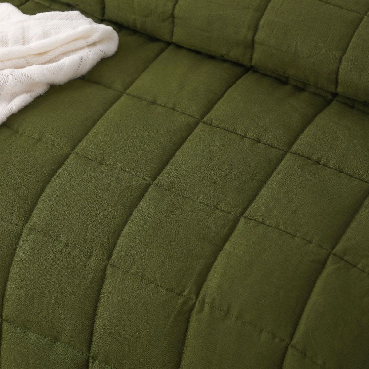 Vintage Design Homewares Olive French Linen Coverlet Set King V442-HIN-COVERLETS-FRENCHLINEN-OLIVE-KI