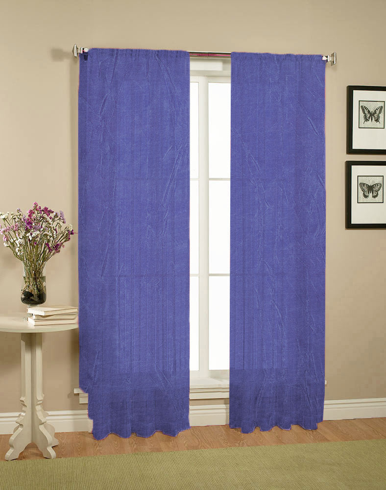 Pair of Crushed Sheer Curtains Blue V442-HIN-CURTAIN-CRUSHED-SHEER-BLUE
