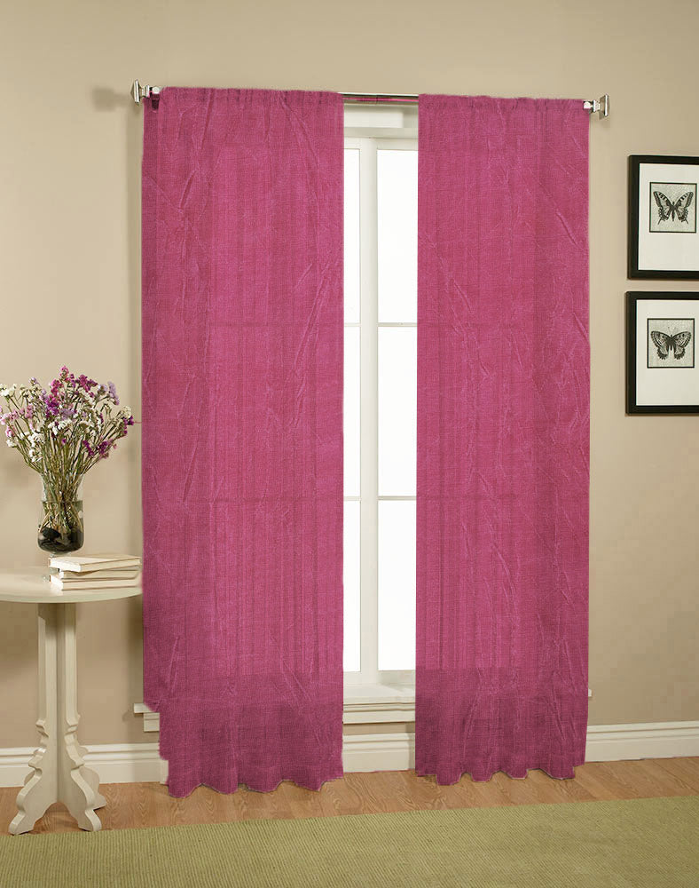 Pair of Crushed Sheer Curtains Burgundy V442-HIN-CURTAIN-CRUSHED-SHEER-BURGUNDY