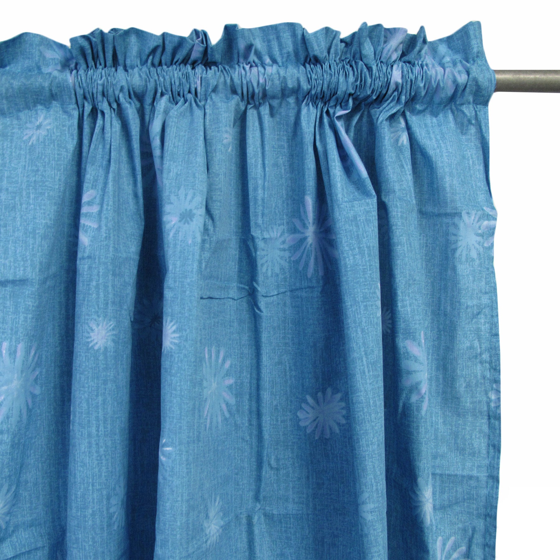 Pair of Polyester Cotton Rod Pocket Blue Daisy Curtains V442-HIN-CURTAIN-DAISY-BLUE-RE