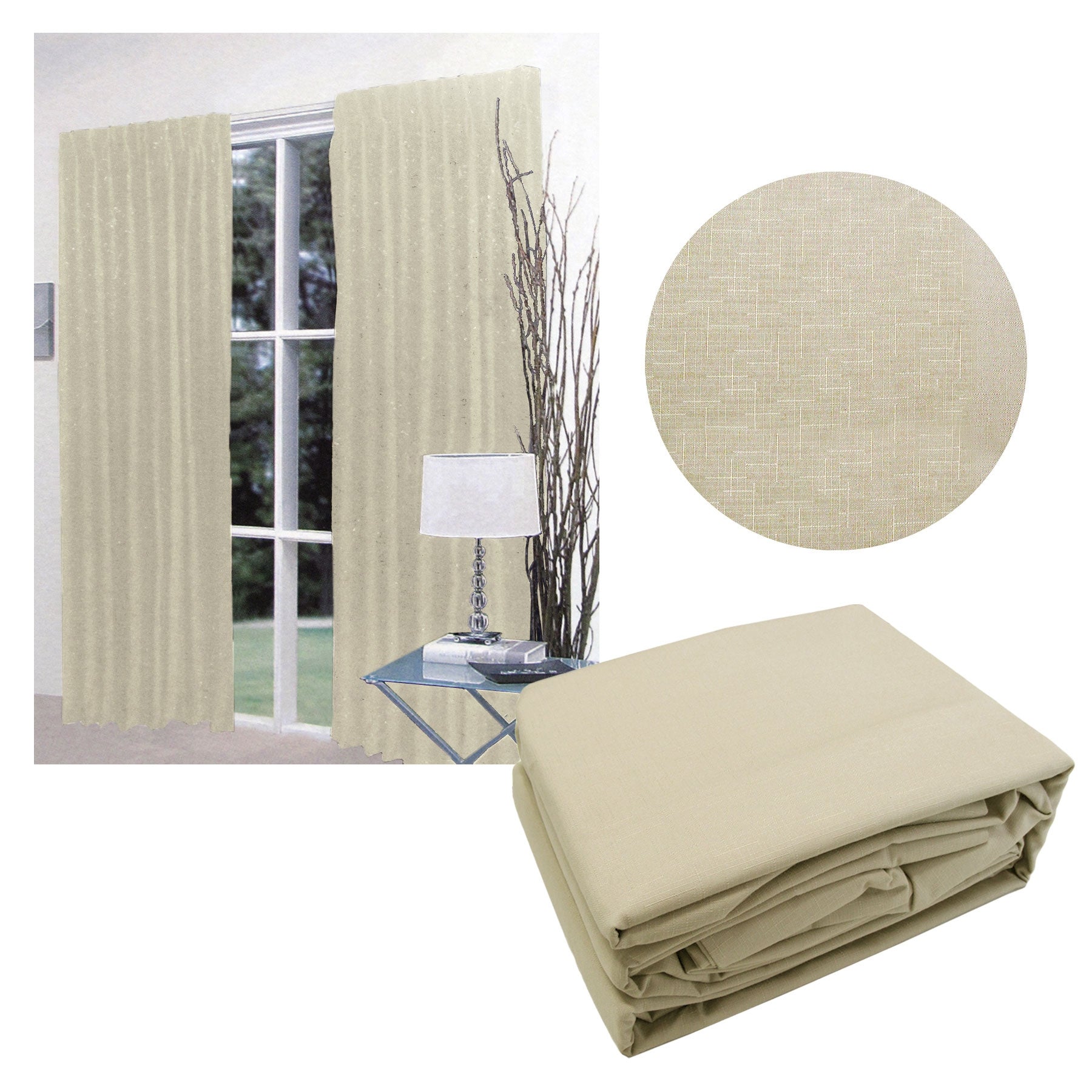 Home Innovations Pair of Faux Linen Blockout Pinch Pleat Curtains Linen to Fit 180 x 221cm V442-HIN-CURTAIN-FAUXLINEN180CM-LINEN-RE