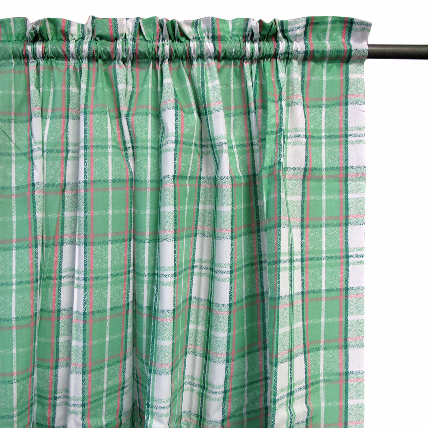 Home Innovations Pair of Polyester Cotton Rod Pocket Green Checkered Curtains V442-HIN-CURTAIN-PRINTCHECKERED-GREEN-RE