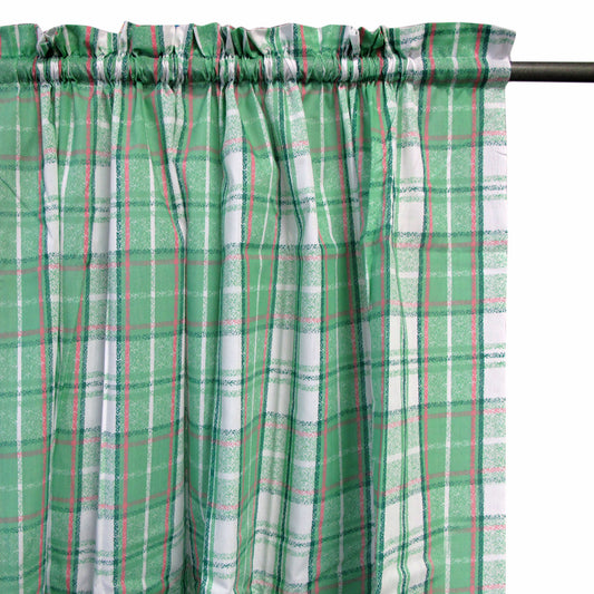 Home Innovations Pair of Polyester Cotton Rod Pocket Green Checkered Curtains V442-HIN-CURTAIN-PRINTCHECKERED-GREEN-RE