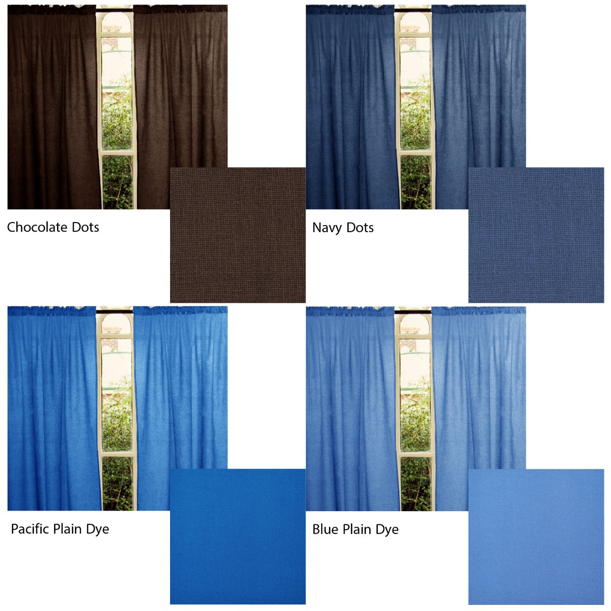 Pair of Polyester Cotton Rod Pocket Unlined Curtains 110 x 213 cm each Chocolate Dots V442-HIN-CURTAIN-PRINTDOTS-CHOCOLATE-RE