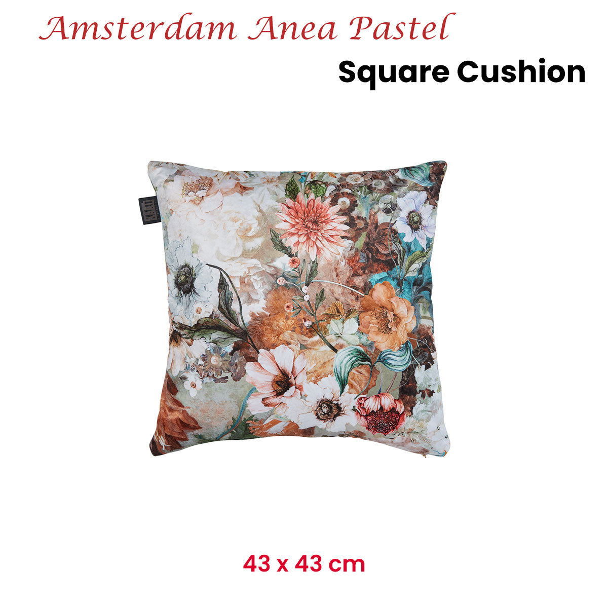 KAAT Amsterdam Anea Pastel Floral Square Filled Cushion 43cm x 43cm V442-HIN-CUSHION-AMSTERDAMANEA-PASTEL-SQ