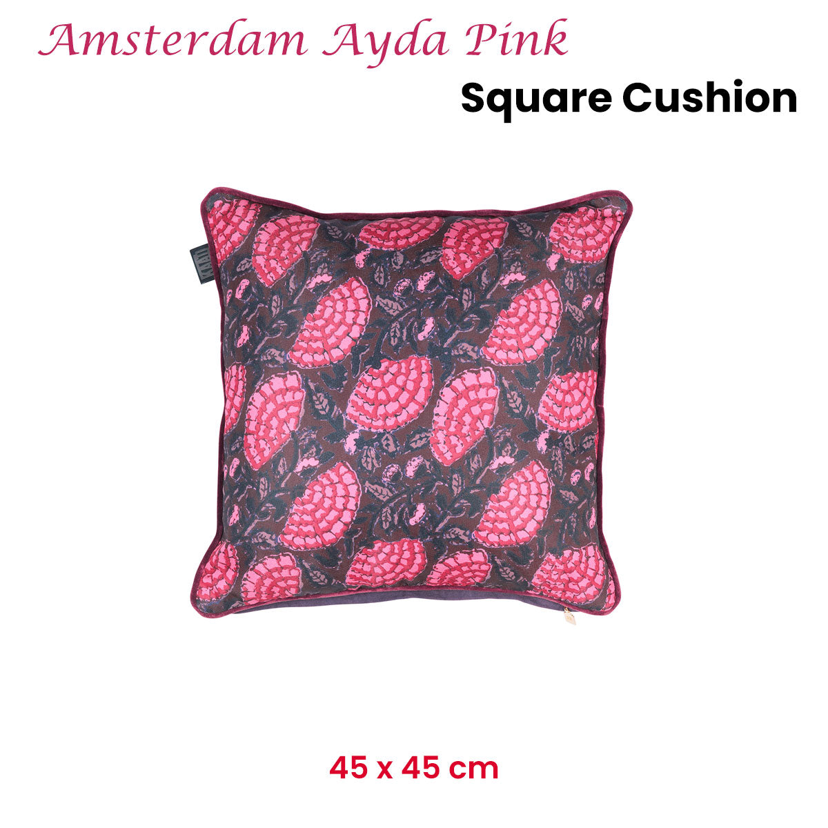 KAAT Amsterdam Ayda Pink Floral Square Filled Cushion 45cm x 45cm V442-HIN-CUSHION-AMSTERDAMAYDA-PINK-SQ