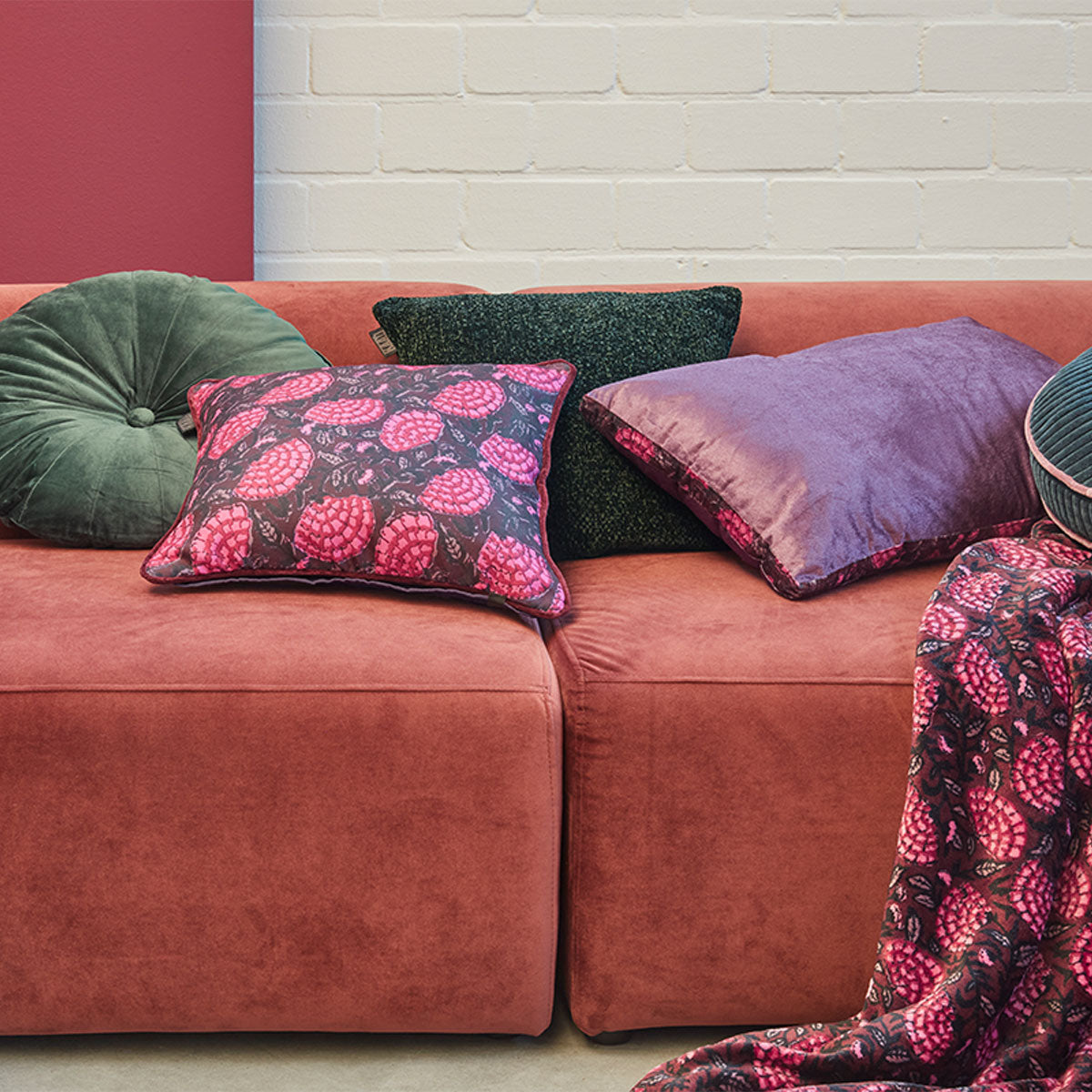 KAAT Amsterdam Ayda Pink Floral Square Filled Cushion 45cm x 45cm V442-HIN-CUSHION-AMSTERDAMAYDA-PINK-SQ