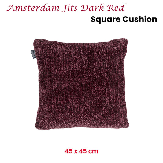 KAAT Amsterdam Jits Dark Red Square Filled Cushion 45cm x 45cm V442-HIN-CUSHION-AMSTERDAMJITS-DARKRED-SQ