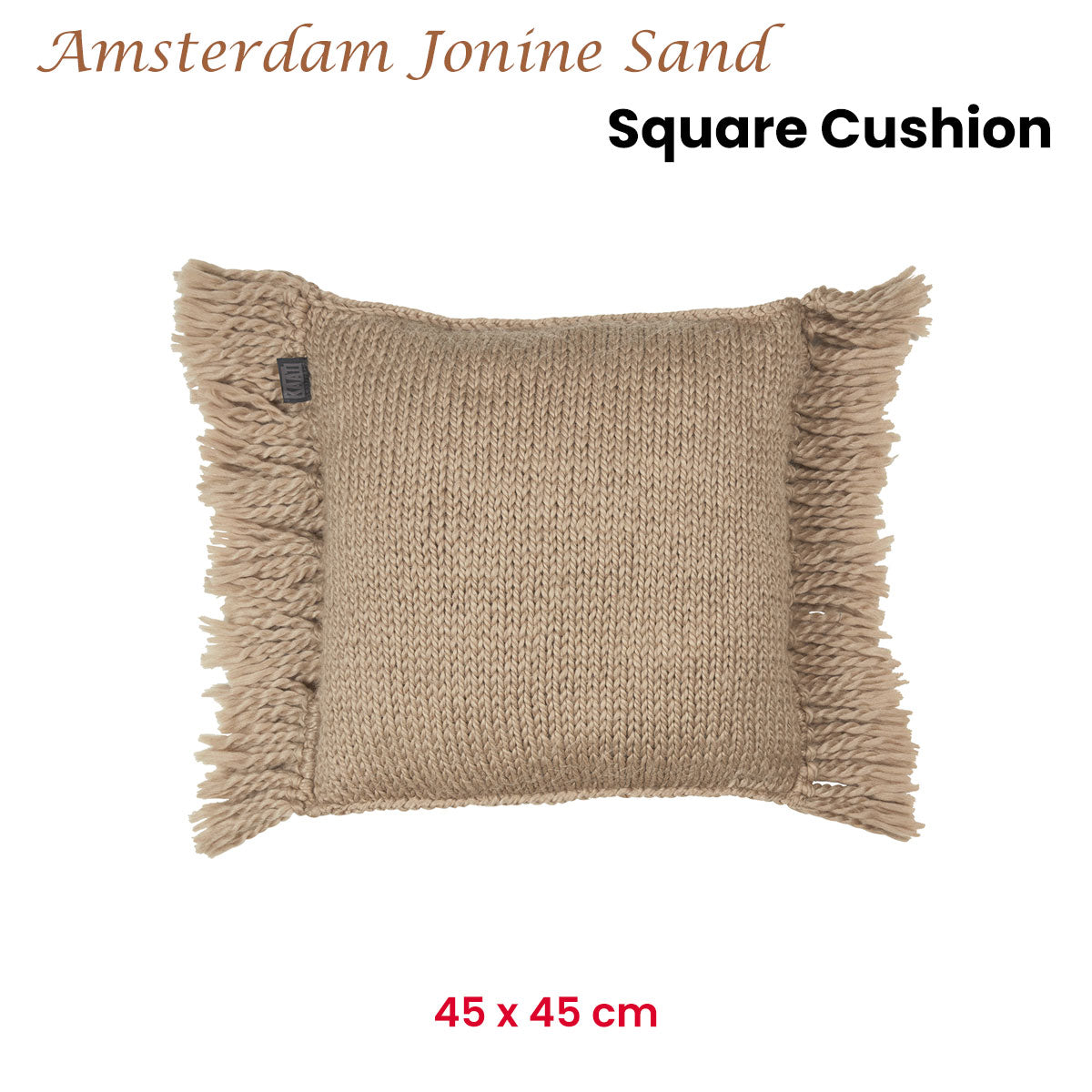 KAAT Amsterdam Jonine Sand Square Filled Cushion 45cm x 45cm V442-HIN-CUSHION-AMSTERDAMJONINE-SAND-SQ