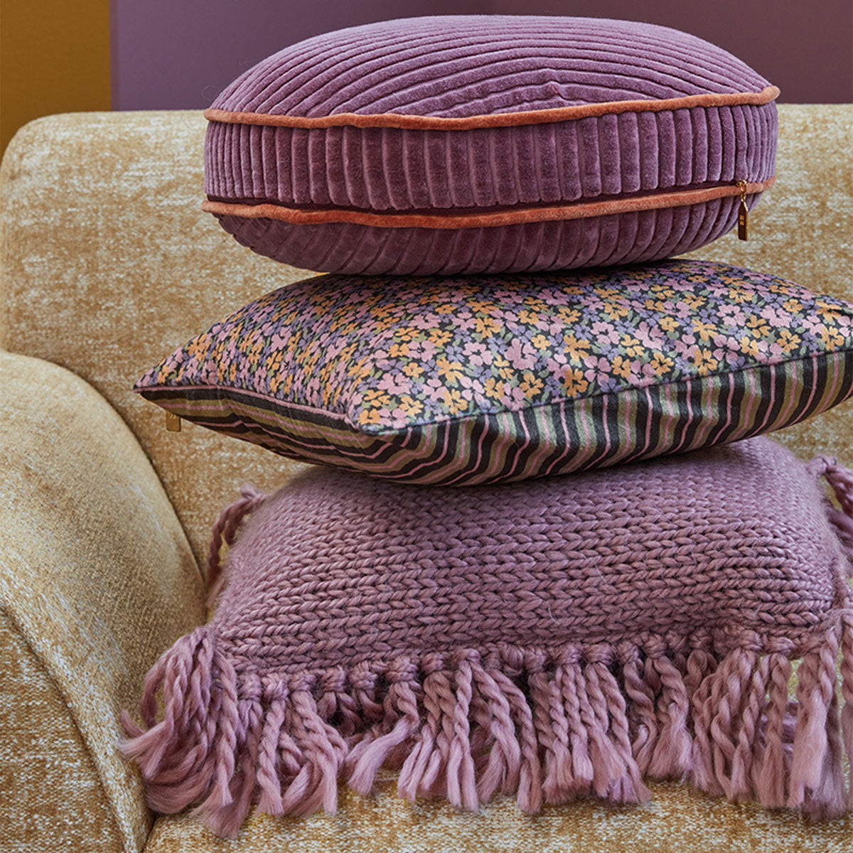 KAAT Amsterdam Liya Multi Floral Square Filled Cushion 43cm x 43cm V442-HIN-CUSHION-AMSTERDAMLIYA-MULTI-SQ
